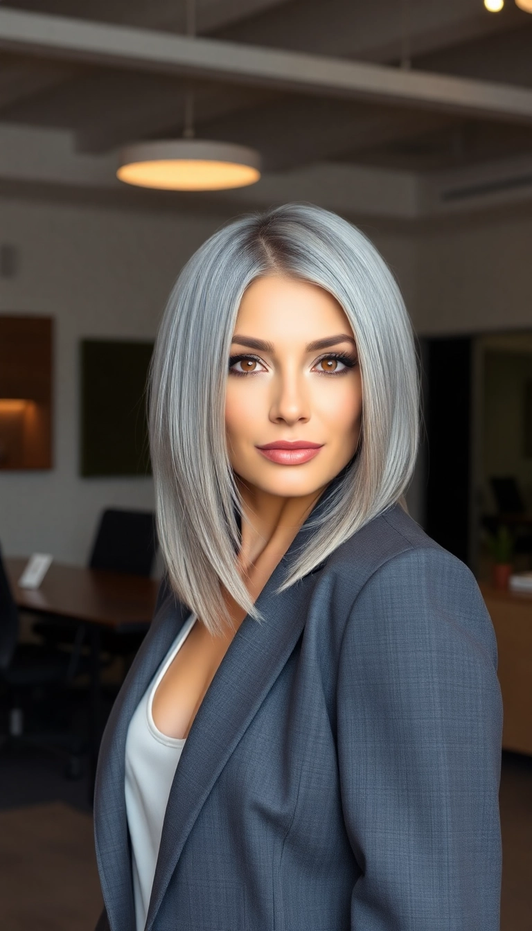 33 Grey Bob Hairstyles That'll Make You Ditch Your Old Look (You Won't Believe #12!) - 1. Sleek Long Bob