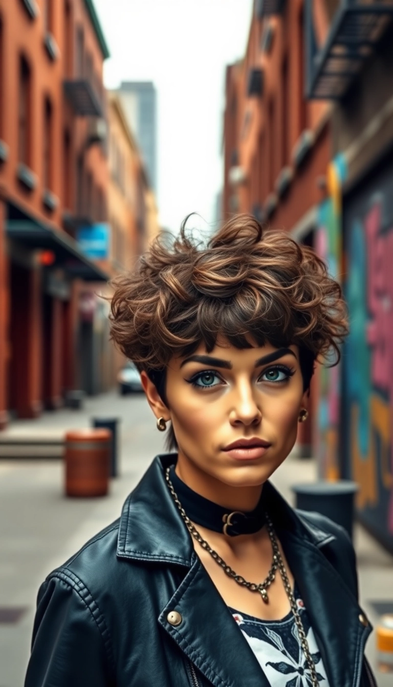 38 Curly Haircuts With Bangs Ideas That Will Transform Your Look! - 12. Curly Pixie with Bangs