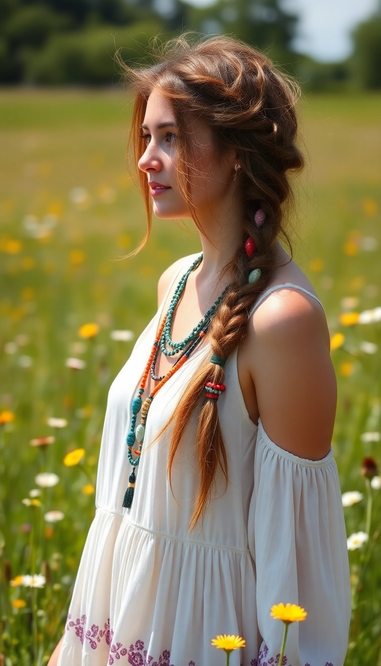 31 Stunning Greek Goddess Hairstyles That'll Make You Feel Like a True Diva! - 13. Messy Braid with Beads