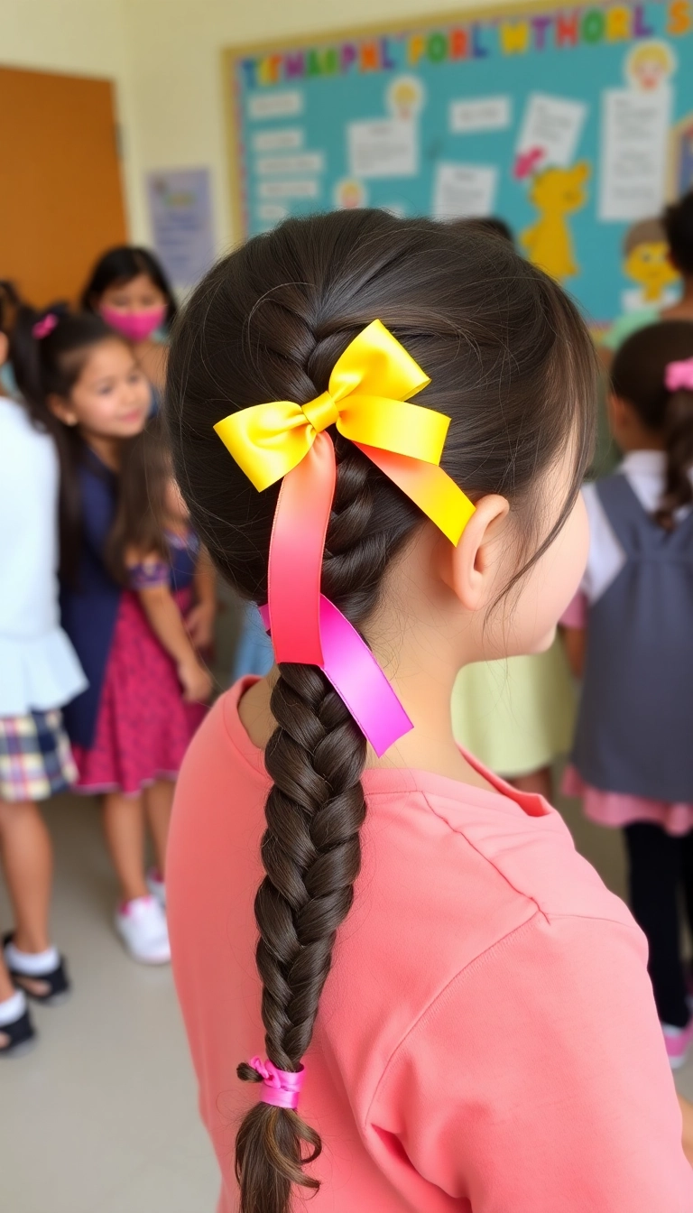 37 Quick and Cute Hairstyles for School (You Won't Believe How Easy #15 Is!) - Side Braid with Ribbon