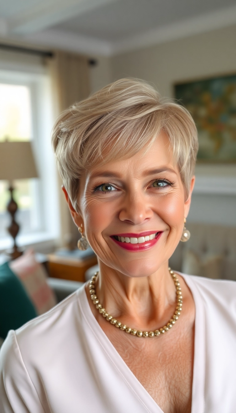 34 Haircut Ideas for Older Women That'll Make You Look Younger Instantly! - 13. Pixie with Highlights