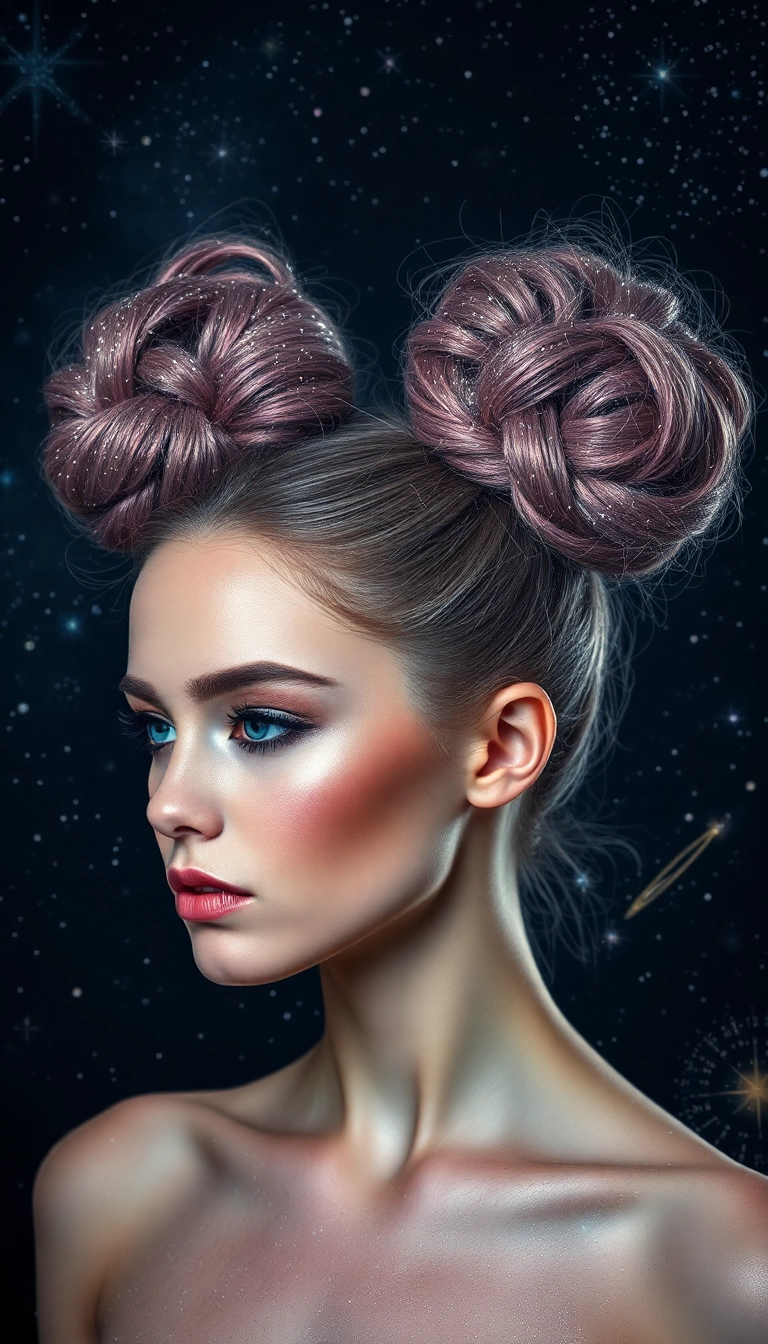 38 Fairy Hairstyles That Will Make Your Friends Say 'Wow!' (You Won't Believe #15!) - 4. Glittering Space Buns