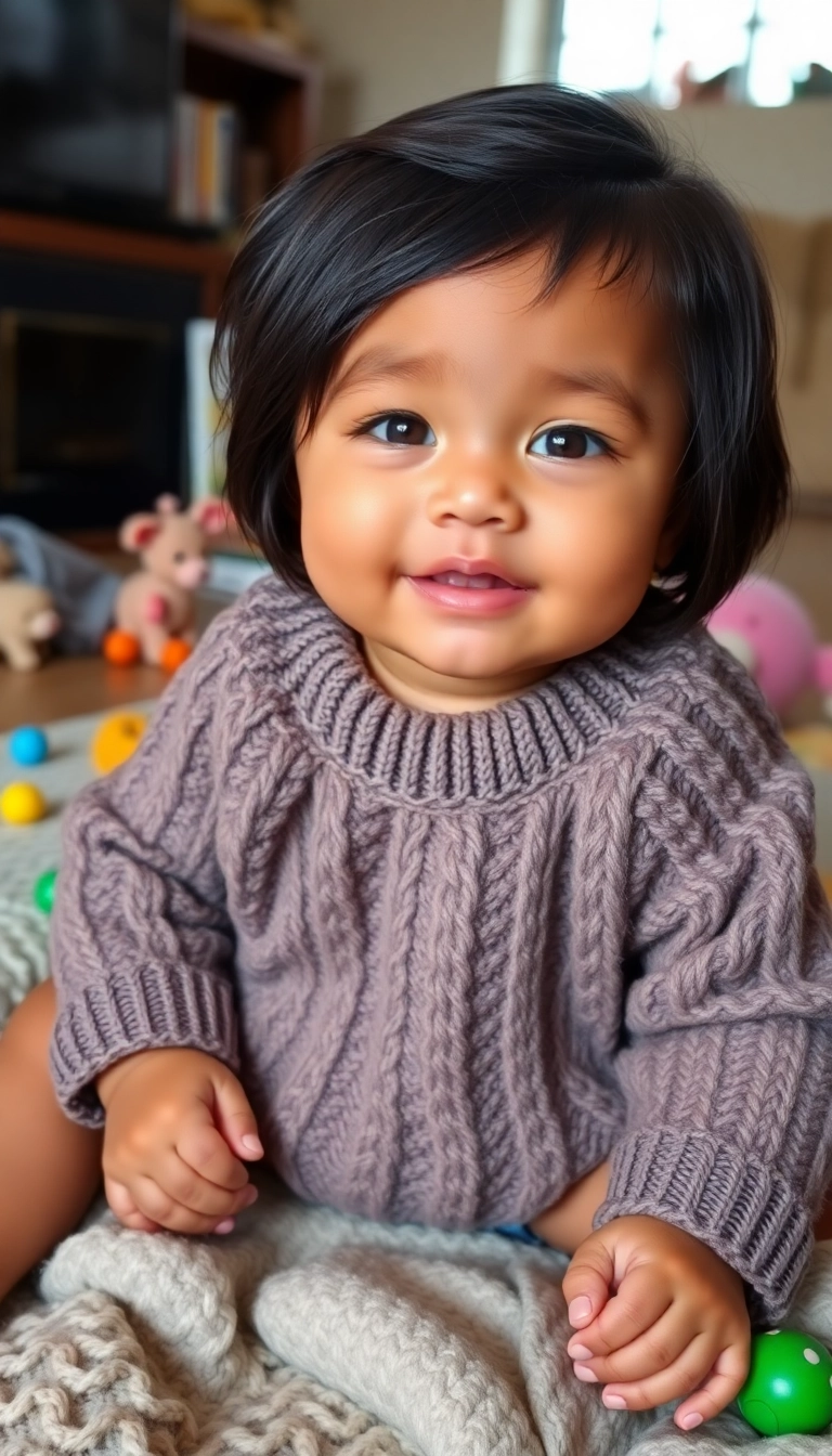 35 Mixed Baby Hairstyles That'll Make Everyone Say 'Aww!' - Side Swept Bangs