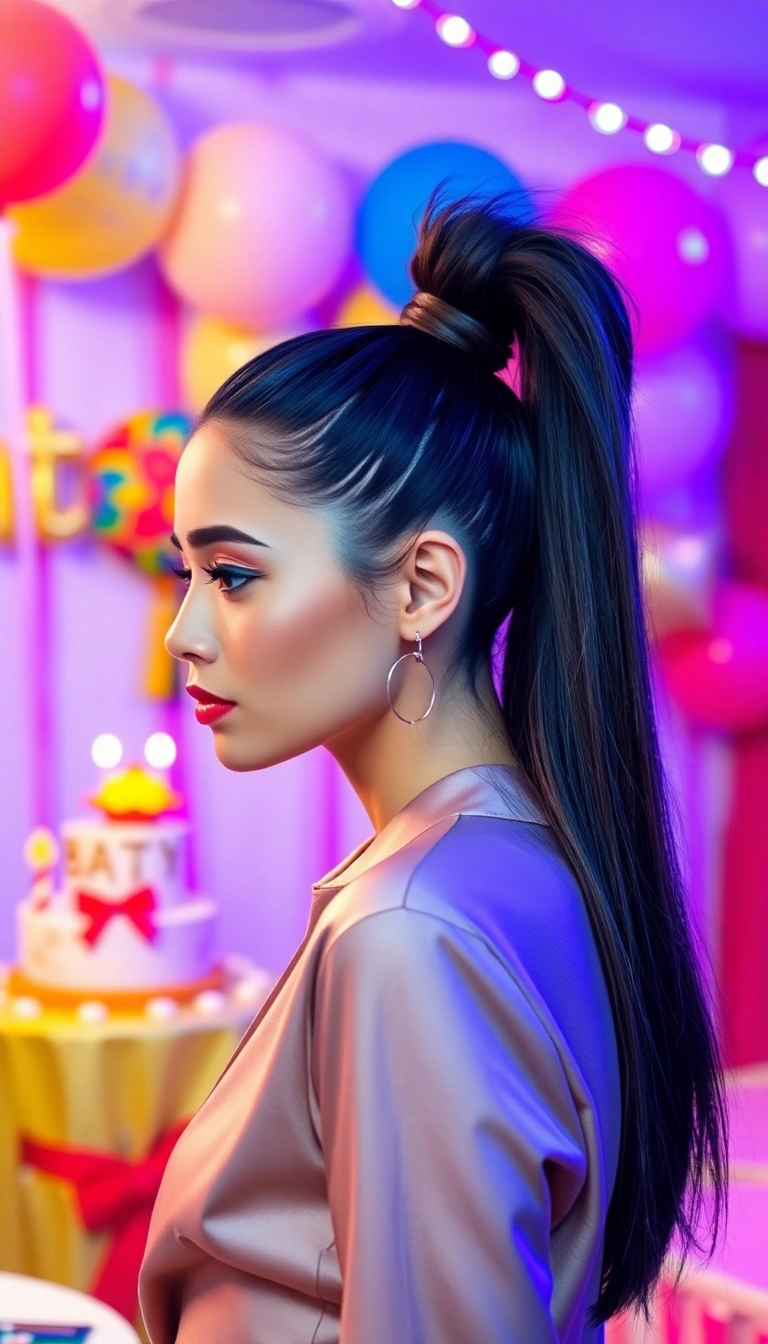 36 Elegant Birthday Hairstyles for a Classy Celebration (Get Inspired!) - 4. Sleek High Ponytail