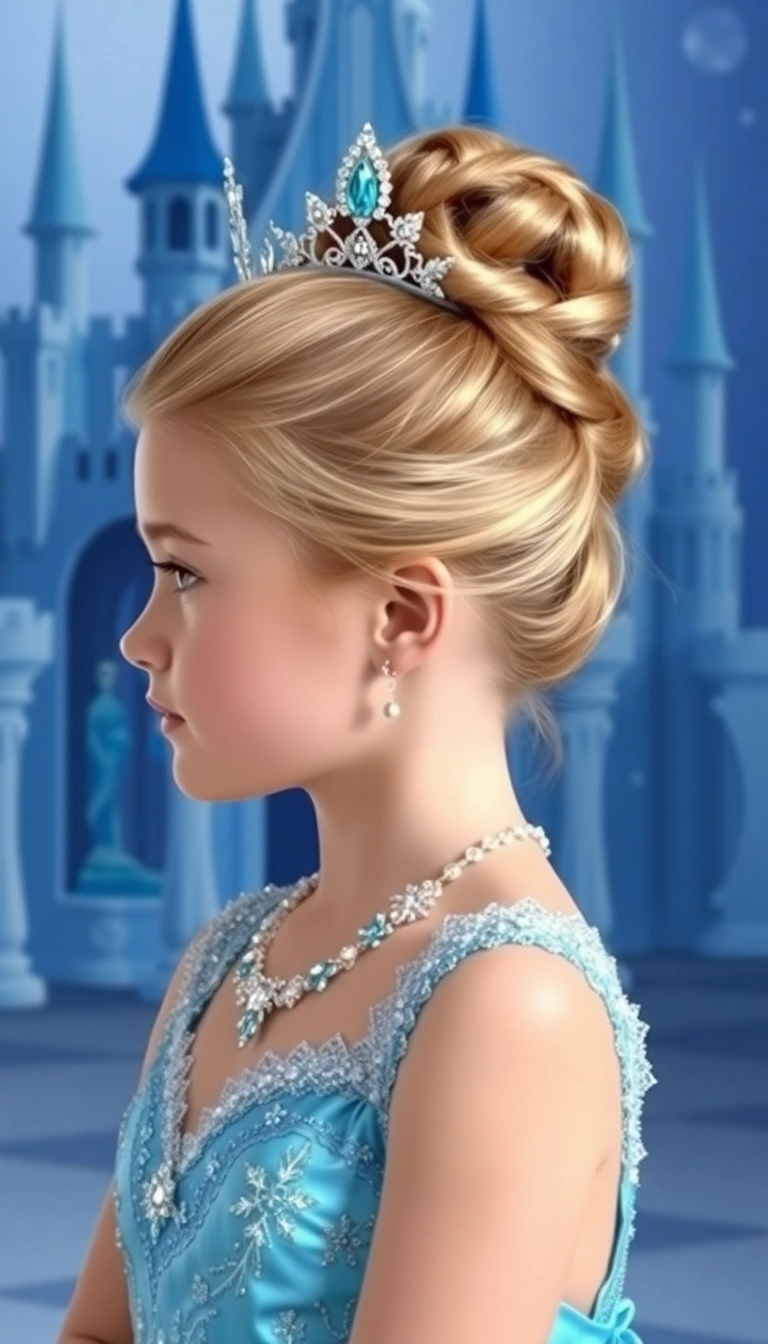 34 Easy and Fun Elsa Hairstyles for Kids That They'll Absolutely Adore! - Elsa’s Ice Queen Bun