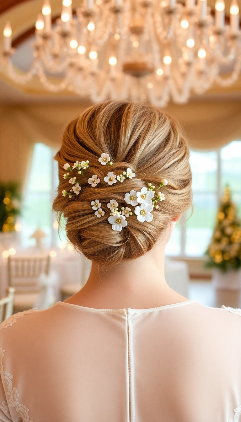 32 Stunning Winter Hairstyles That Will Make You Look Like a Snow Queen! - 15. Pinned Floral Updo