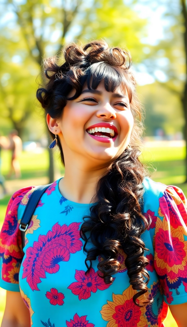 36 Bold Latina Baddie Hairstyles to Elevate Your Look Instantly! - 13. Curly Bangs