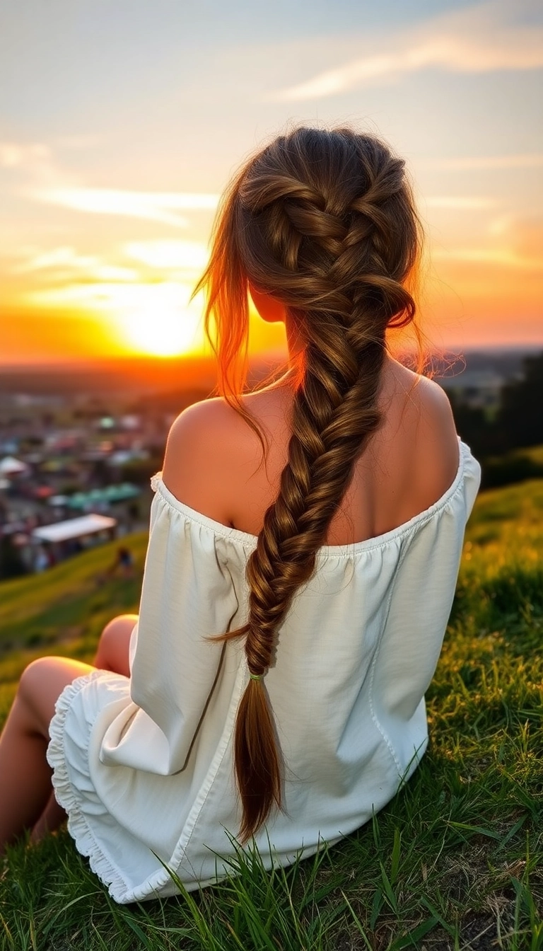 33 Bohemian Rapunzel Hairstyles to Rock at Your Next Festival (You’ll Stand Out!) - 4. Boho Fishtail Braid