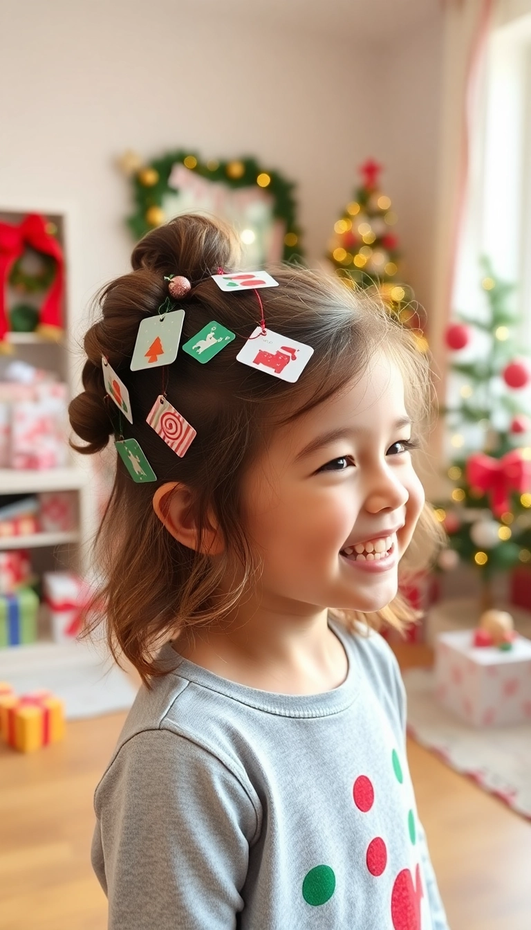 38 Adorable Christmas Hairstyles for Kids That Will Steal the Show! (You Won't Believe #16!) - 36. Christmas Card Hair