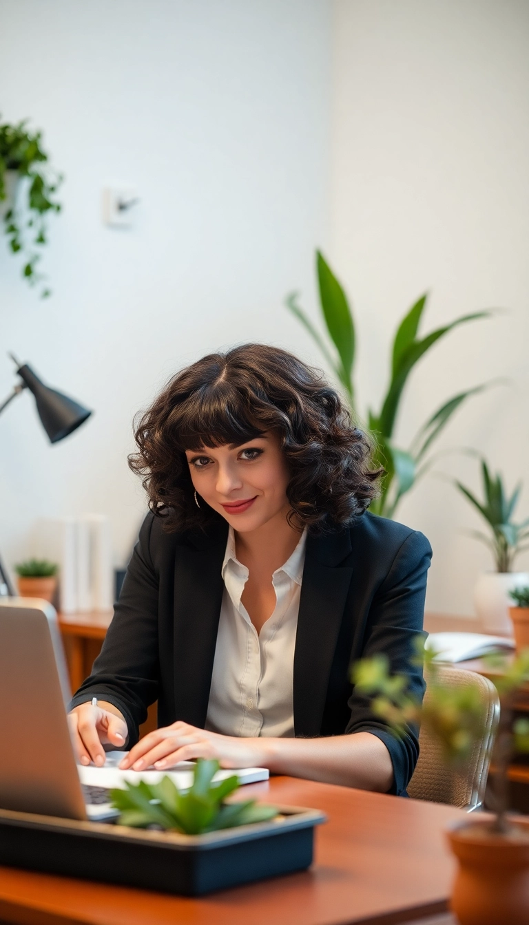 38 Curly Haircuts With Bangs Ideas That Will Transform Your Look! - 8. Curly Lob with Face-Framing Bangs