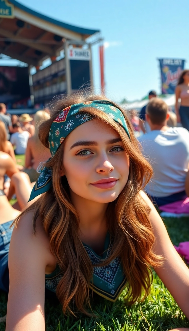 33 Bohemian Rapunzel Hairstyles to Rock at Your Next Festival (You’ll Stand Out!) - 18. Loose Waves with a Bandana