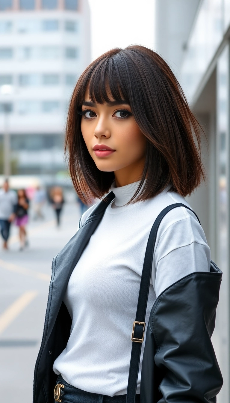 32 Long Bob Hairstyles That Will Instantly Elevate Your Look (You Won't Believe #15!) - 15. The Chic Lob with Bangs