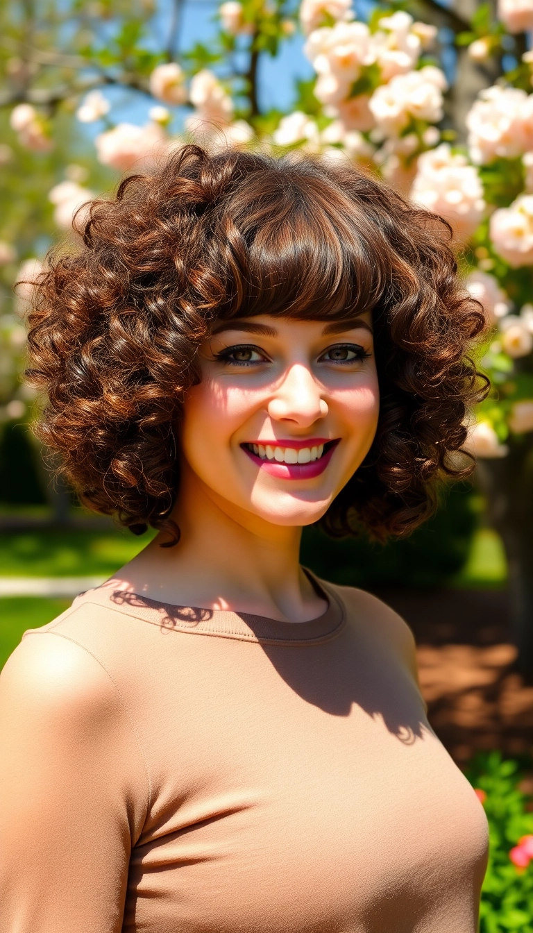 32 Stunning Short Curly Haircut Ideas to Revamp Your Look Instantly! - 2. Curly Bob with Bangs