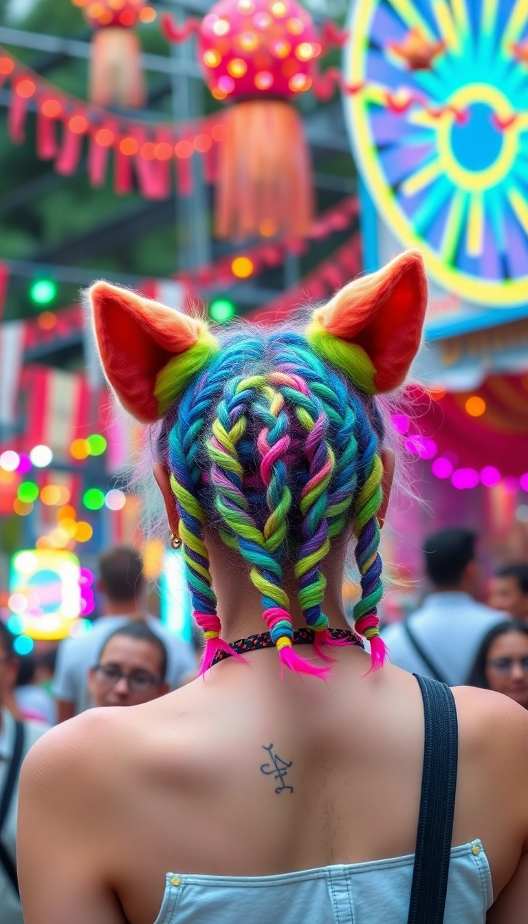 34 Cat Ears Hairstyles You’ll Want to Try ASAP (Your Friends Will Be Jealous!) - Multi-Colored Cat Ear Twists