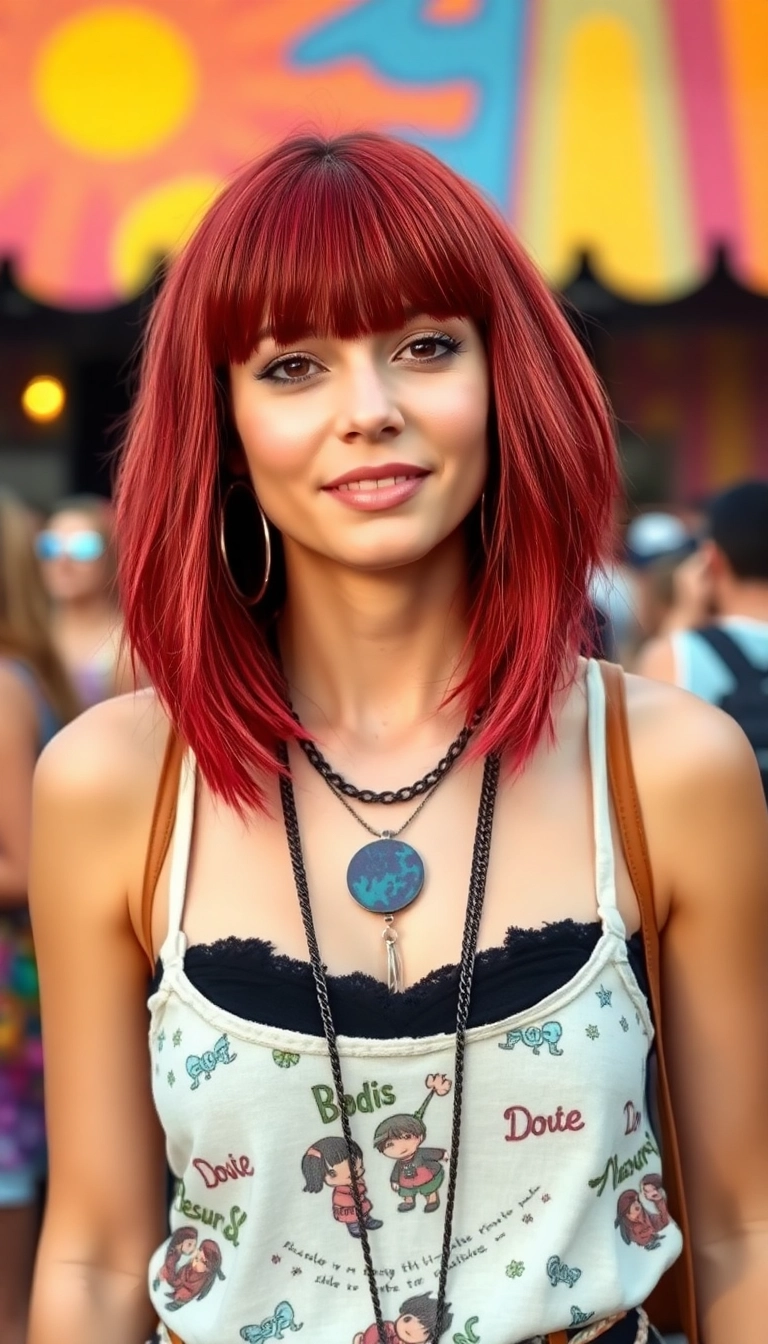 31 Stunning Bob Haircuts With Bangs You’ll Want to Try Immediately! - Red Bob with Bangs