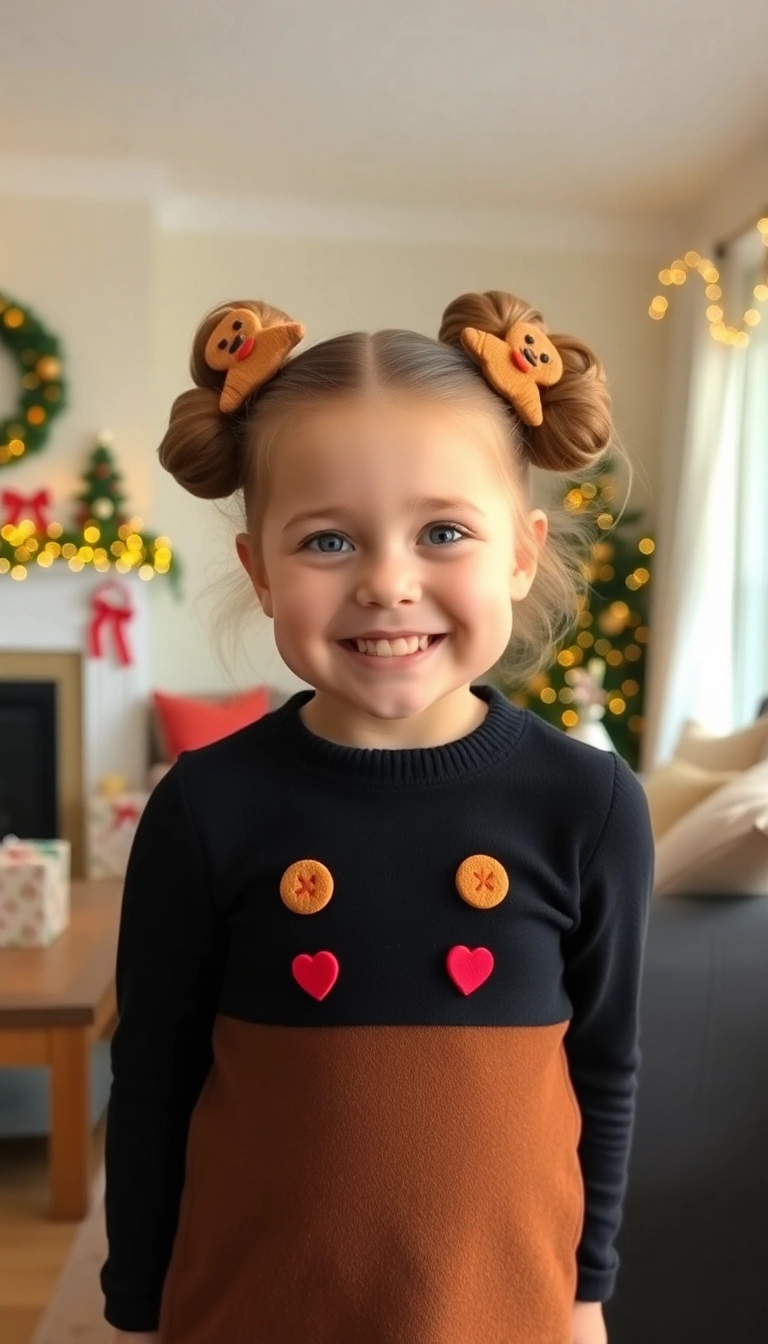 38 Adorable Christmas Hairstyles for Kids That Will Steal the Show! (You Won't Believe #16!) - 30. Ginger Snap Buns