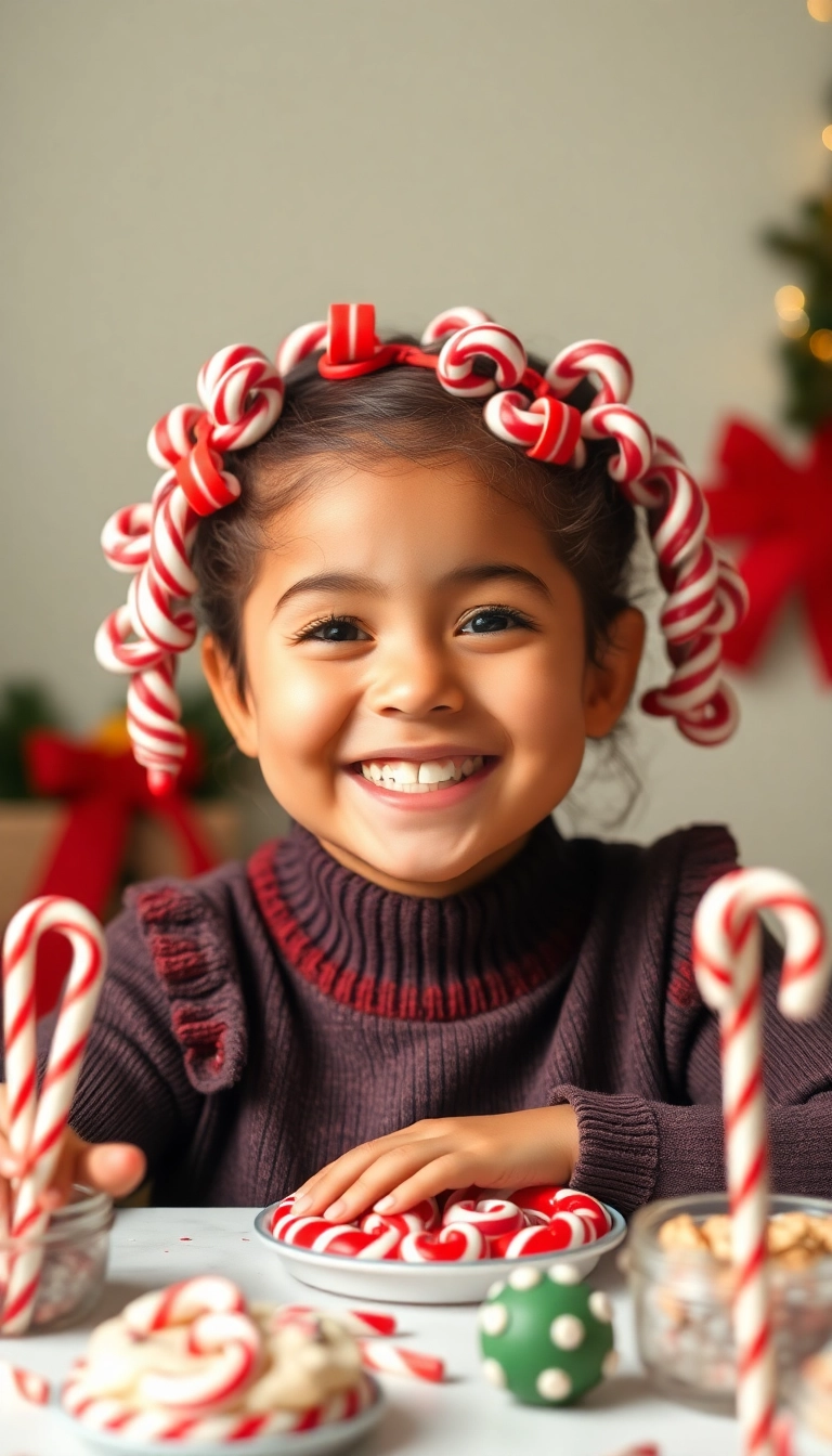 38 Adorable Christmas Hairstyles for Kids That Will Steal the Show! (You Won't Believe #16!) - 6. Candy Cane Twists