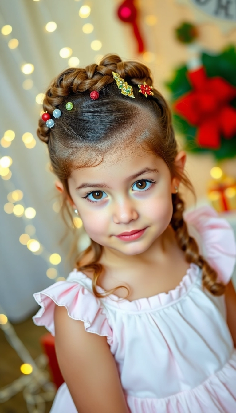 38 Adorable Christmas Hairstyles for Kids That Will Steal the Show! (You Won't Believe #16!) - 31. Twisted Christmas Crown