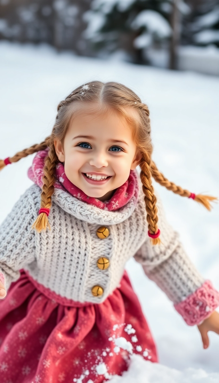 38 Adorable Christmas Hairstyles for Kids That Will Steal the Show! (You Won't Believe #16!) - 17. Sleigh Bell Braids