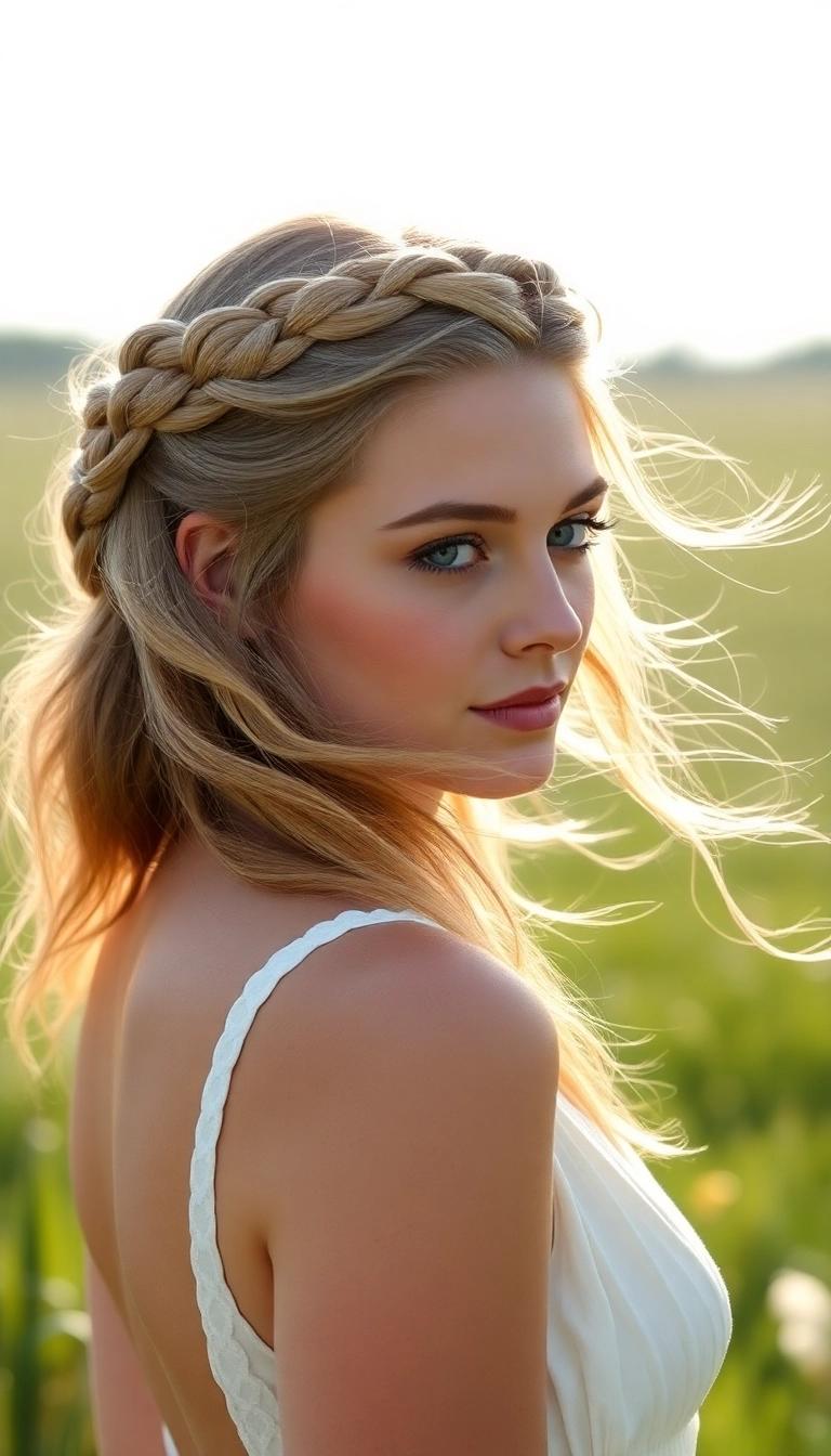 37 Braids Hairstyles Ideas That'll Make You Want to Try #23 Immediately! - 13. Half-Up Braided Crown