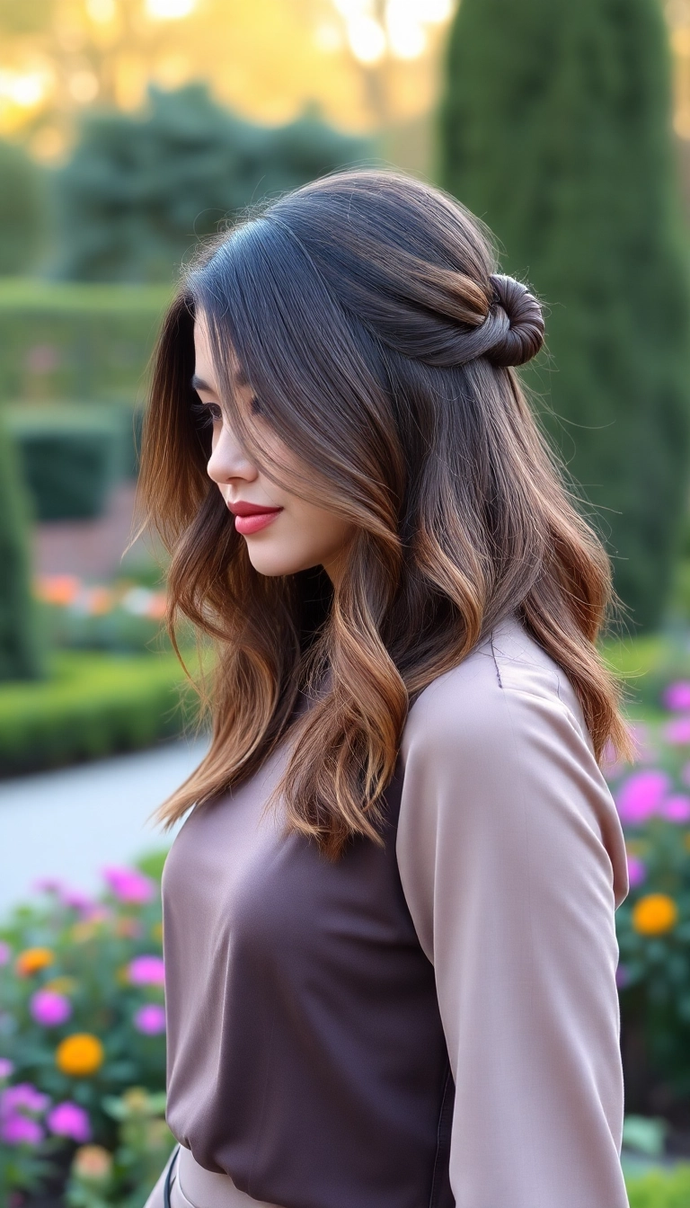 32 Long Bob Hairstyles That Will Instantly Elevate Your Look (You Won't Believe #15!) - 14. Half-Up Half-Down Long Bob