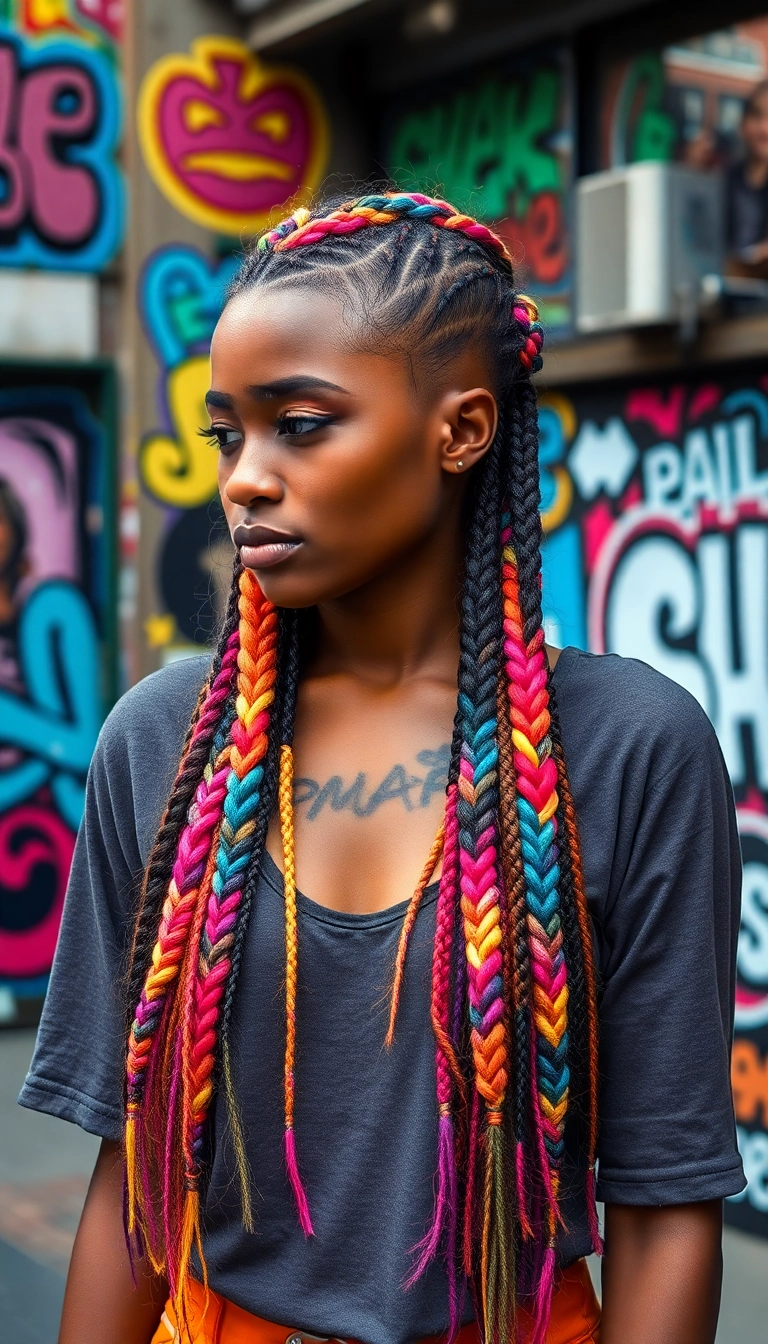 37 Braids Hairstyles Ideas That'll Make You Want to Try #23 Immediately! - 27. Multi-Color Braids