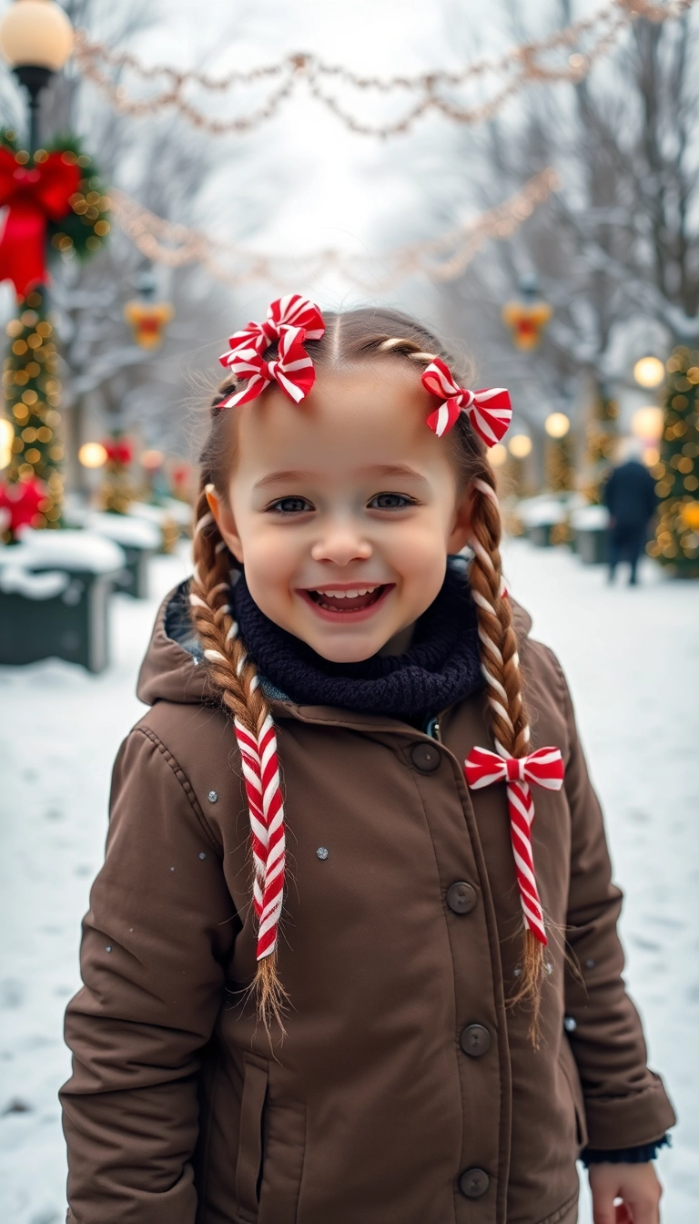 31 Festive Hairstyles to Rock This Christmas (You Won't Believe #15!) - 15. Candy Cane Braids