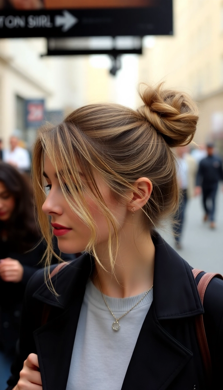 22 Fine Hair Haircuts Ideas That'll Transform Your Look (You Won't Believe #13!) - 10. Messy Bun with Face-Framing Layers