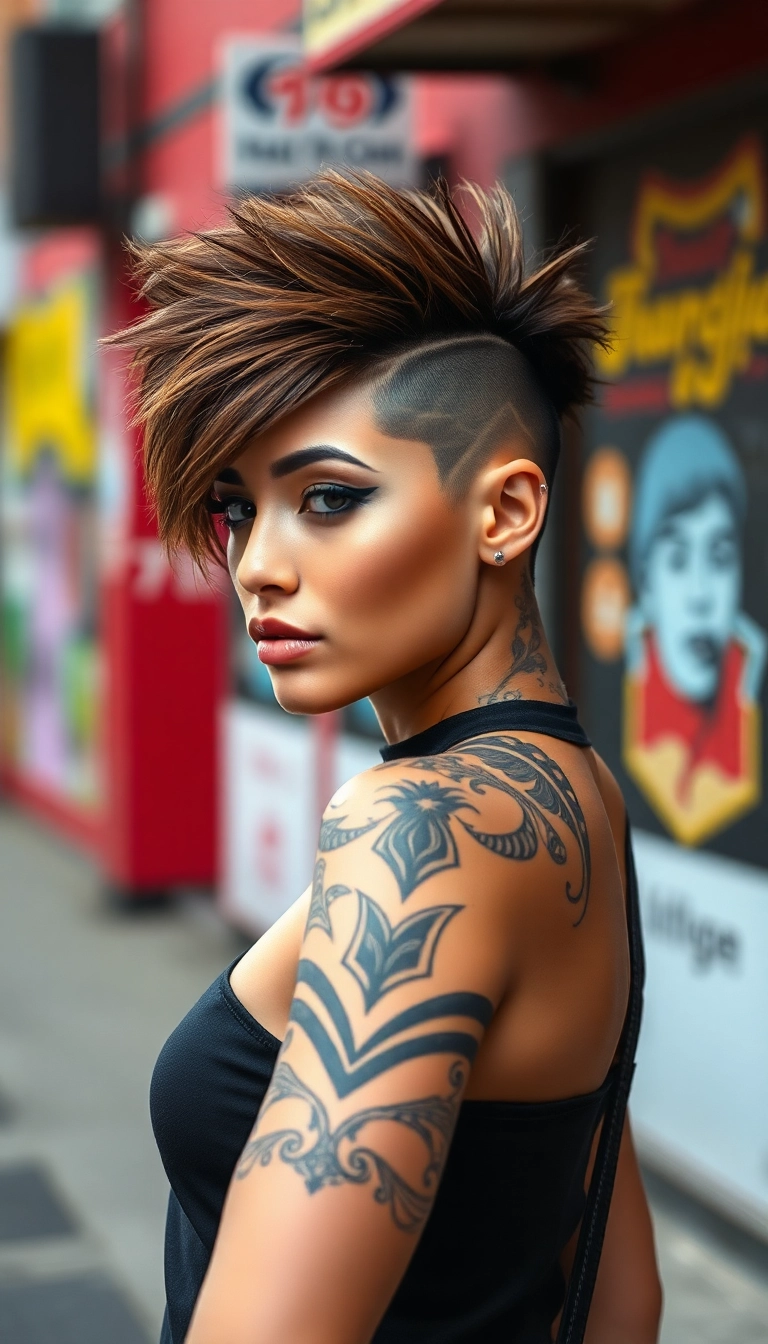 36 Trendy Fade Haircut Women Ideas You Can't Afford to Miss! - Edgy Fade with Designs