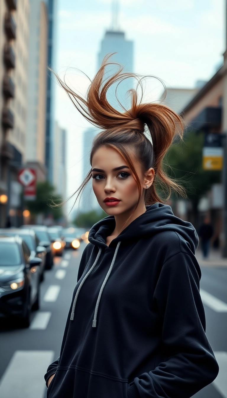 33 Hoodie Hairstyles That'll Transform Your Look in Seconds (You Won't Believe #16!) - 2. Chic High Ponytail