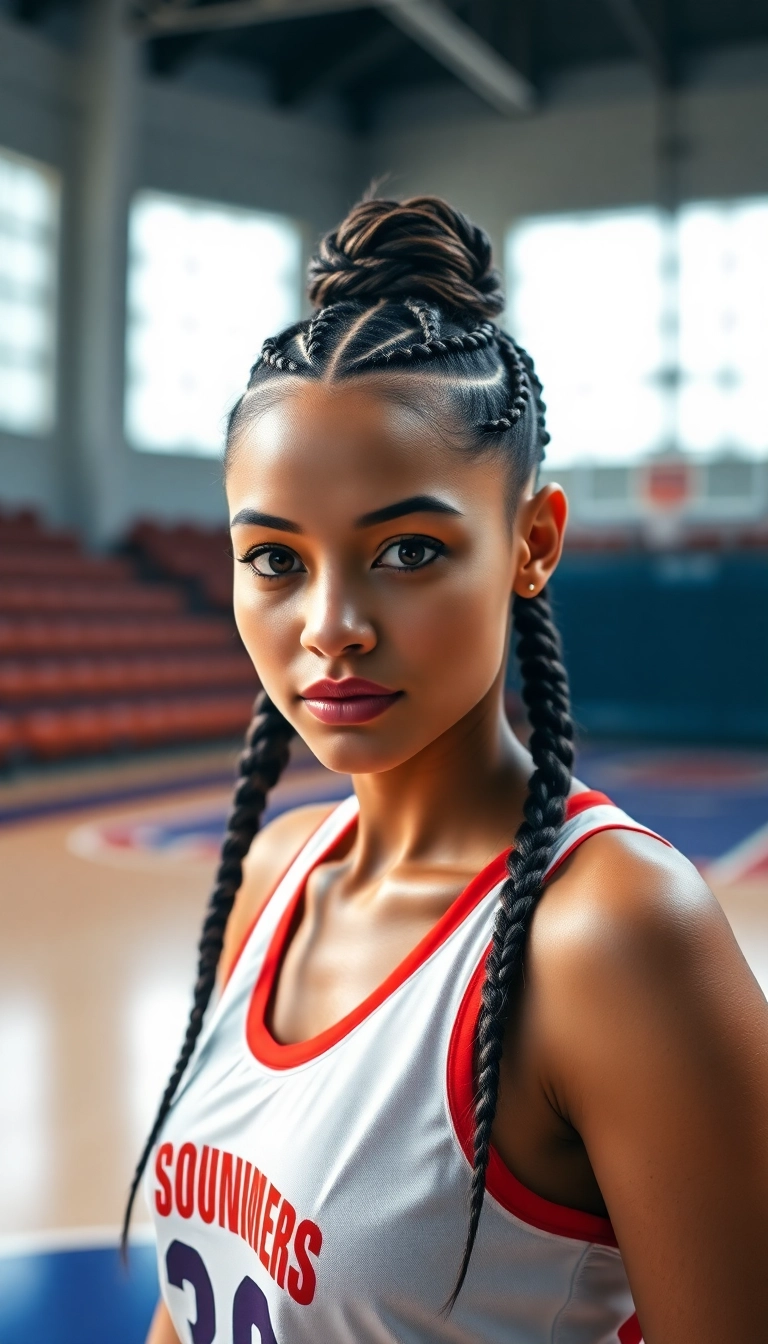 36 Effortlessly Cool Sporty Hairstyles for the Basketball Queen in You! - Braided Crown