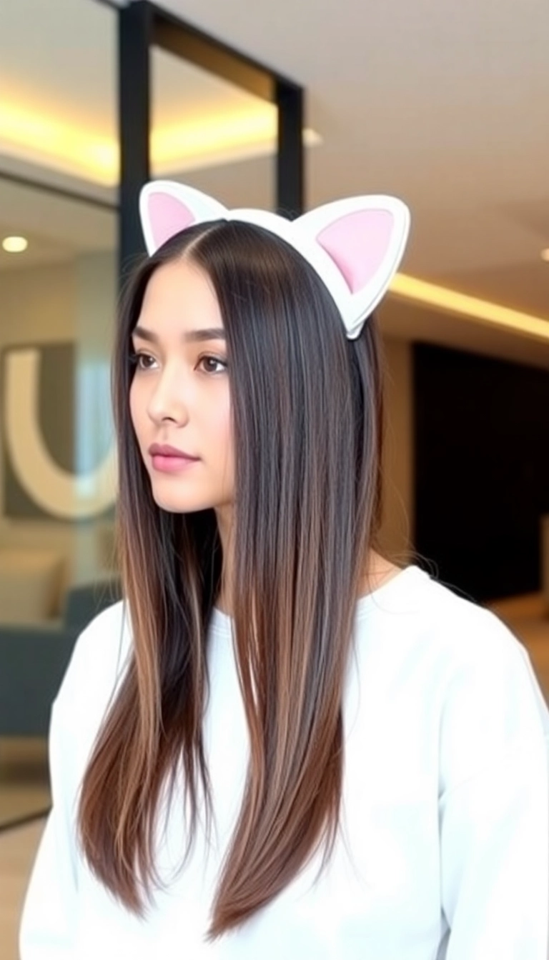 34 Cat Ears Hairstyles You’ll Want to Try ASAP (Your Friends Will Be Jealous!) - Cat Ear Headband with Straight Hair