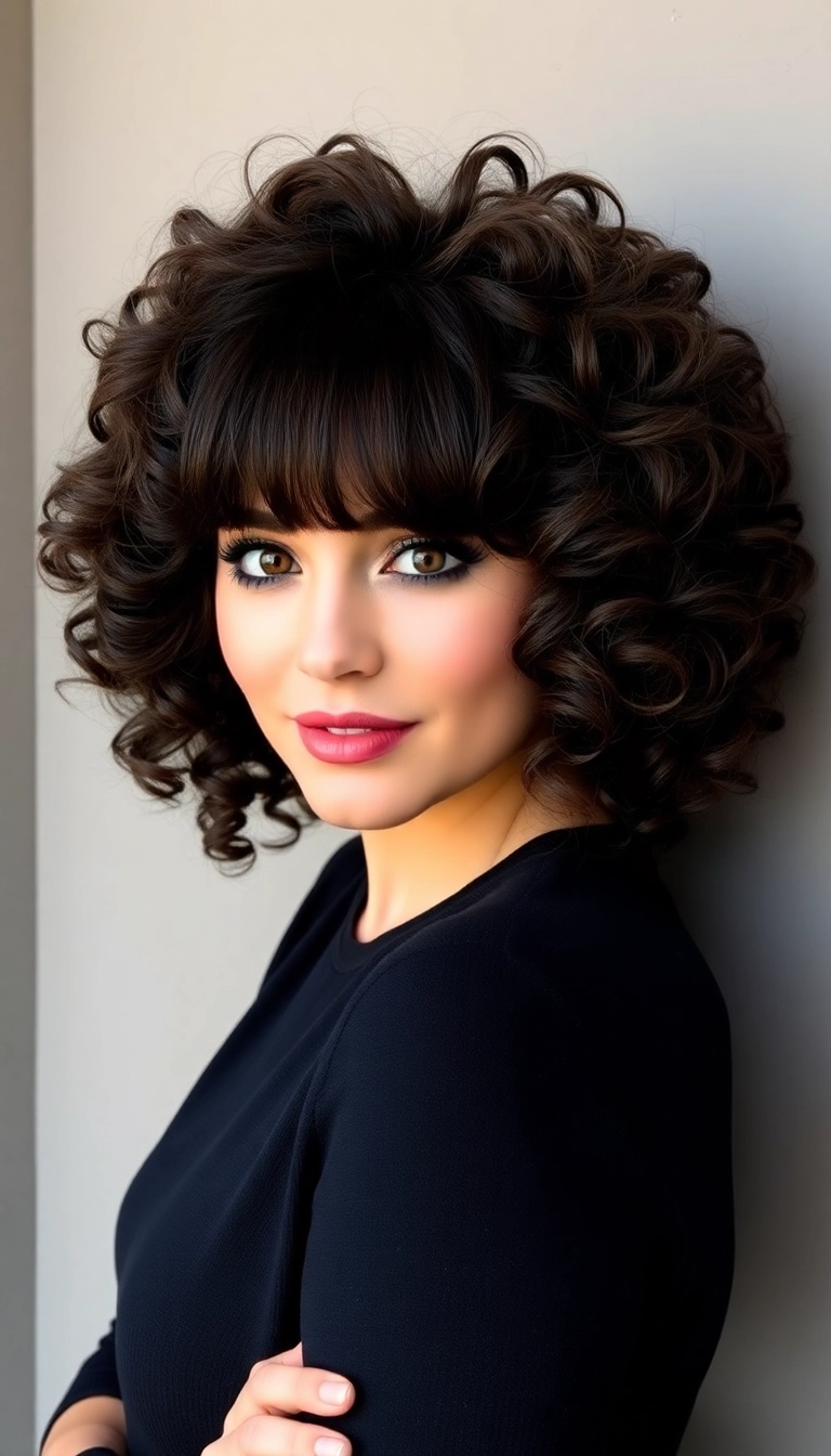 38 Curly Haircuts With Bangs Ideas That Will Transform Your Look! - 10. Curly Hair with Blunt Bangs