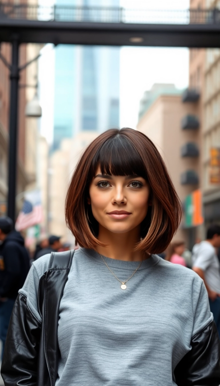 31 Stunning Bob Haircuts With Bangs You’ll Want to Try Immediately! - Bob with Angled Bangs