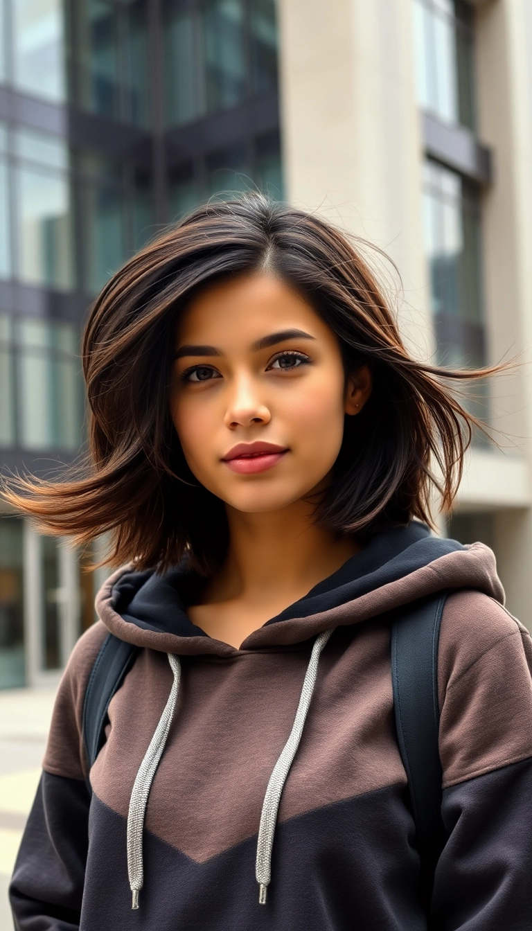 33 Hoodie Hairstyles That'll Transform Your Look in Seconds (You Won't Believe #16!) - 15. Textured Lob