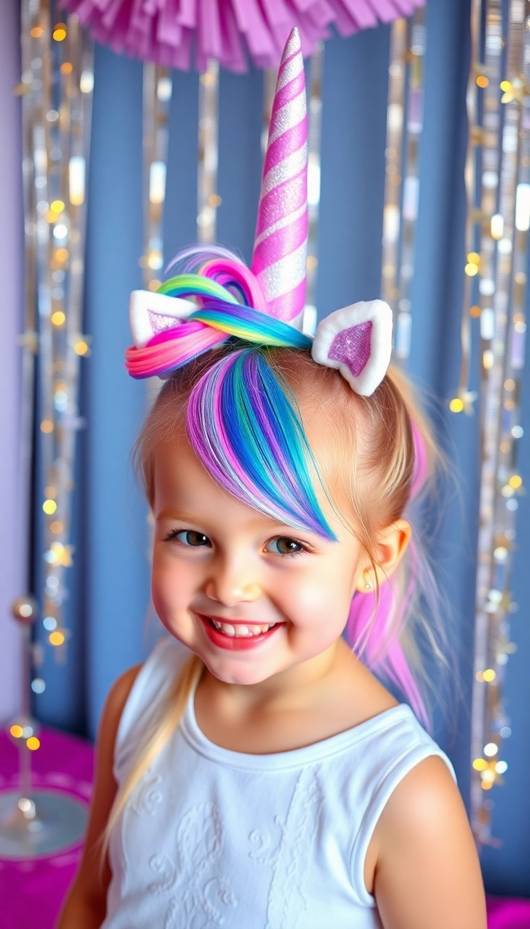 38 Adorable Christmas Hairstyles for Kids That Will Steal the Show! (You Won't Believe #16!) - 16. Magical Unicorn Style (You Won't Believe This!)