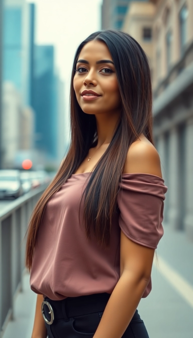 36 Bold Latina Baddie Hairstyles to Elevate Your Look Instantly! - 12. Long and Straight with a Middle Part