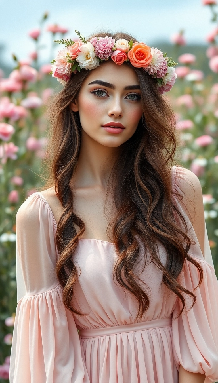 37 Must-Try Formal Hairstyles for Medium Length Hair (You'll Love #22!) - 21. Floral Crown