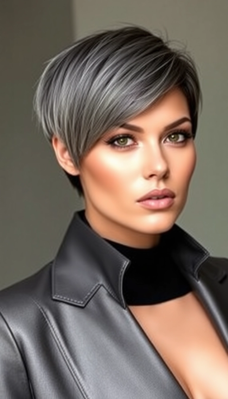 33 Grey Bob Hairstyles That'll Make You Ditch Your Old Look (You Won't Believe #12!) - 12. Pixie Bob