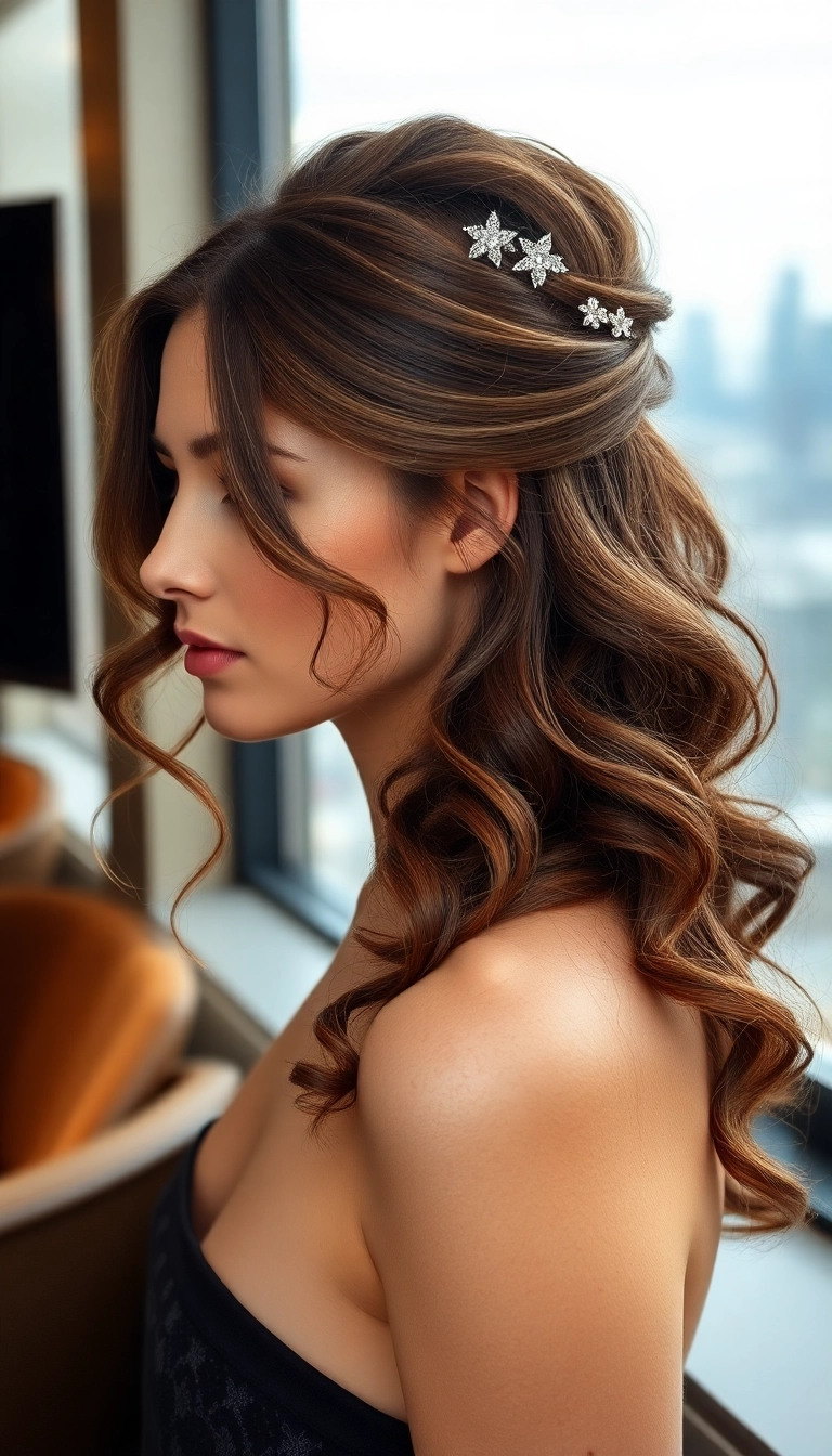 39 Belle Hairstyle Ideas That Will Make You Feel Like a Princess! - Glamorous Half-Up Half-Down