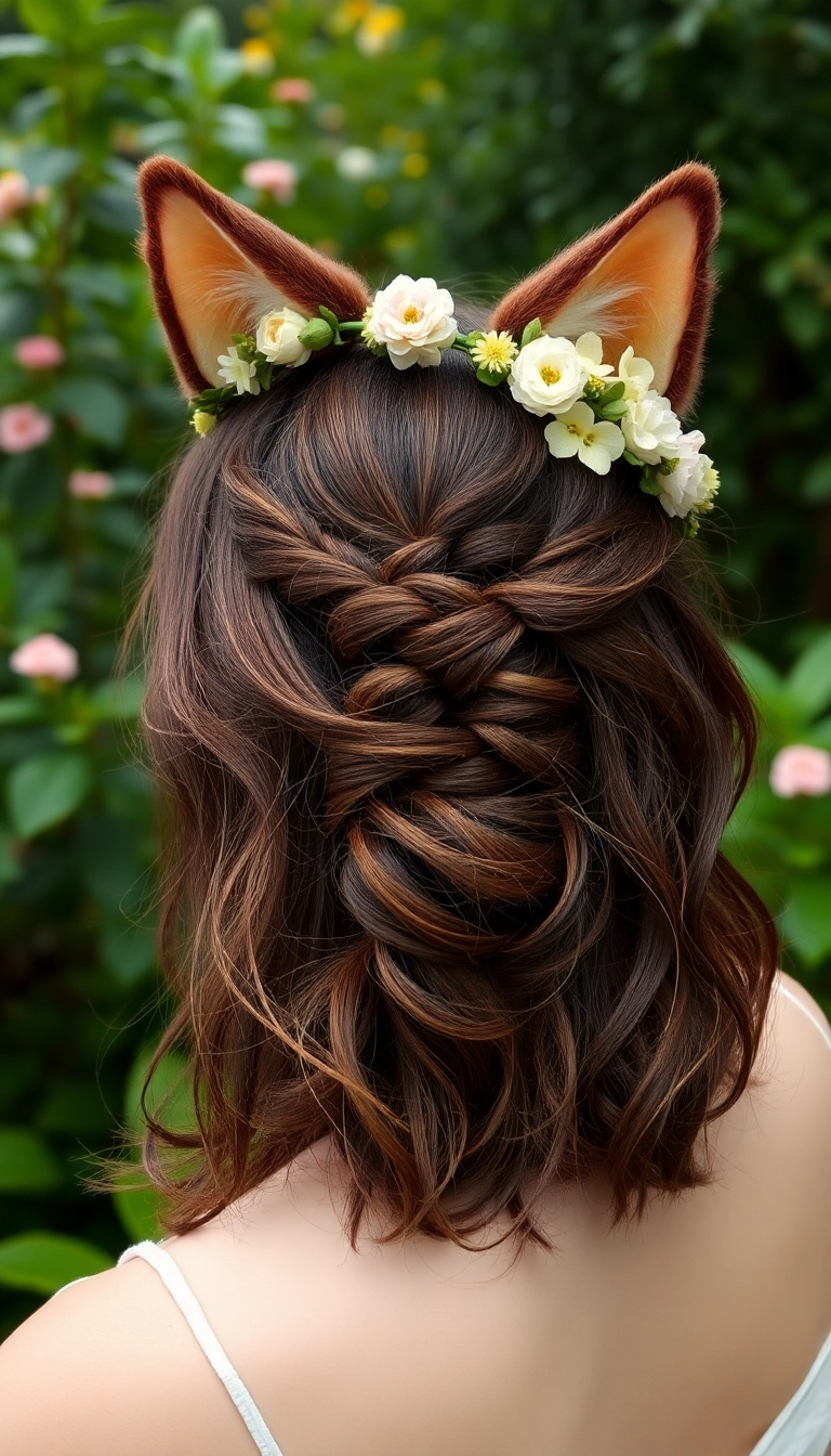 34 Cat Ears Hairstyles You’ll Want to Try ASAP (Your Friends Will Be Jealous!) - Cat Ear Floral Crown