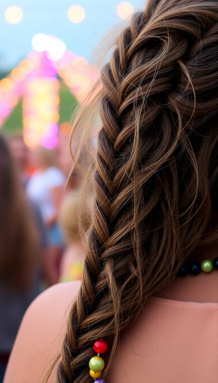 33 Bohemian Rapunzel Hairstyles to Rock at Your Next Festival (You’ll Stand Out!) - 6. Loose Braid with Beads