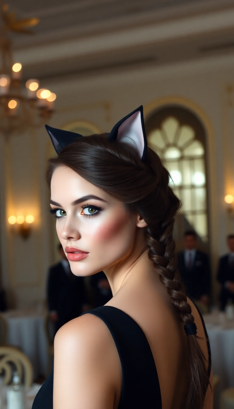 34 Cat Ears Hairstyles You’ll Want to Try ASAP (Your Friends Will Be Jealous!) - Dramatic Cat Ear Side Braid