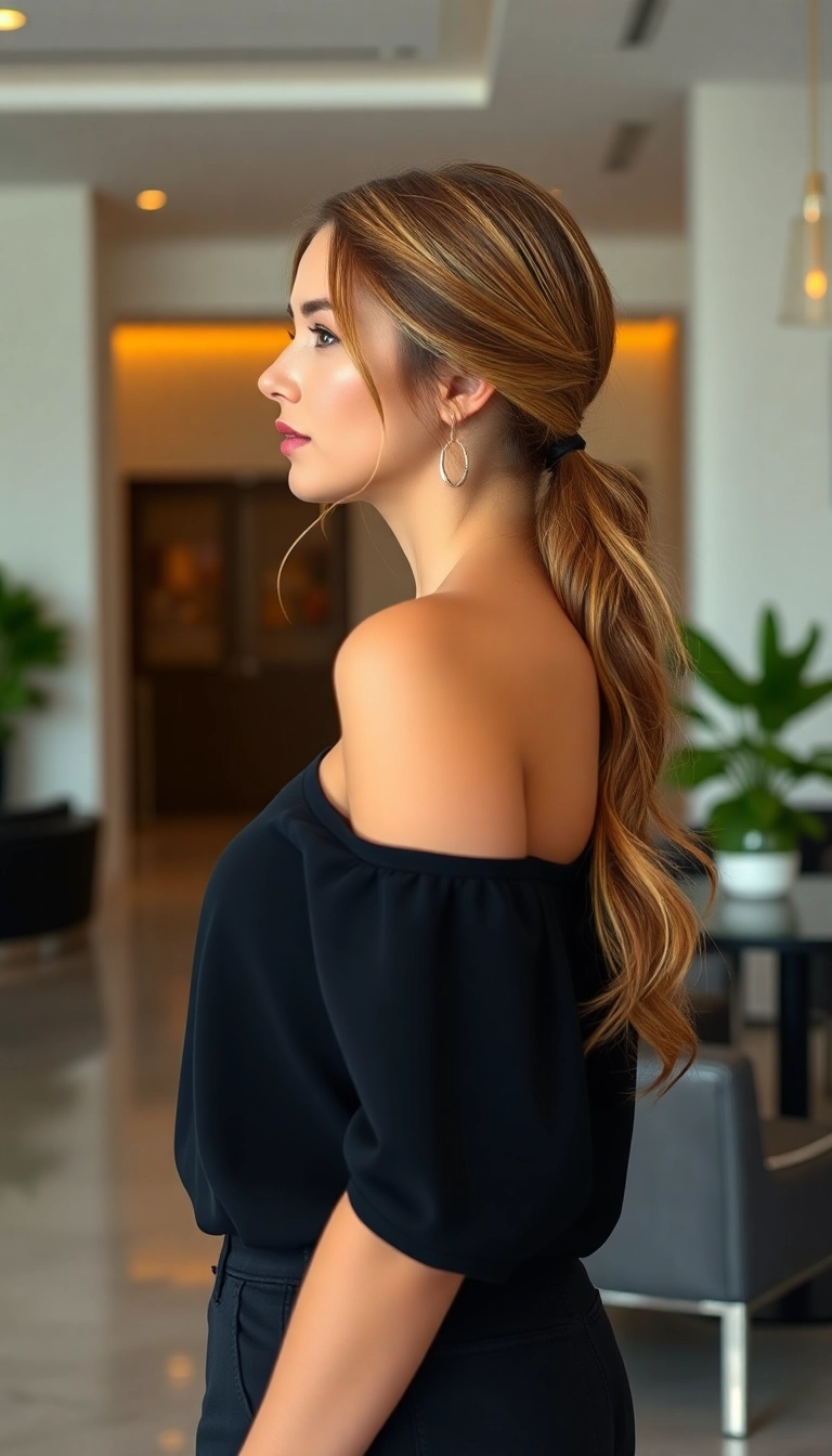 36 Elegant Birthday Hairstyles for a Classy Celebration (Get Inspired!) - 16. Elegant Low Ponytail