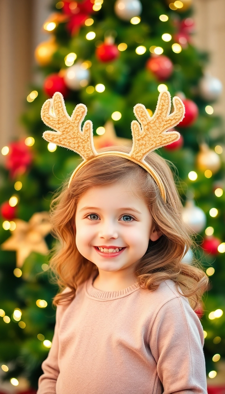 38 Adorable Christmas Hairstyles for Kids That Will Steal the Show! (You Won't Believe #16!) - 5. Reindeer Antler Headband