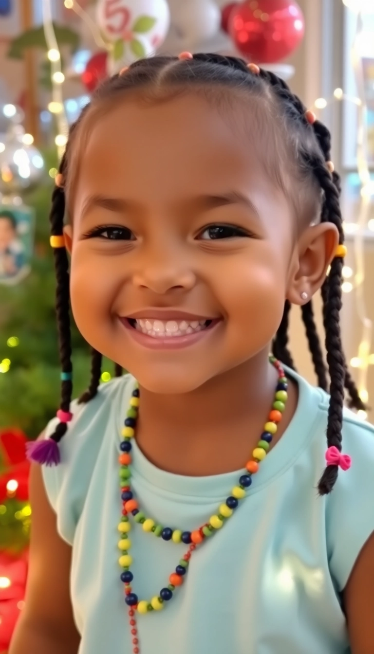 38 Adorable Christmas Hairstyles for Kids That Will Steal the Show! (You Won't Believe #16!) - 29. Beaded Holiday Braids