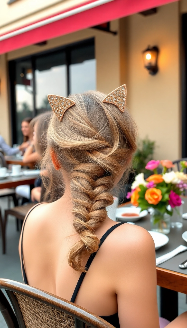 34 Cat Ears Hairstyles You’ll Want to Try ASAP (Your Friends Will Be Jealous!) - Twisted Cat Ear Half-Up Style