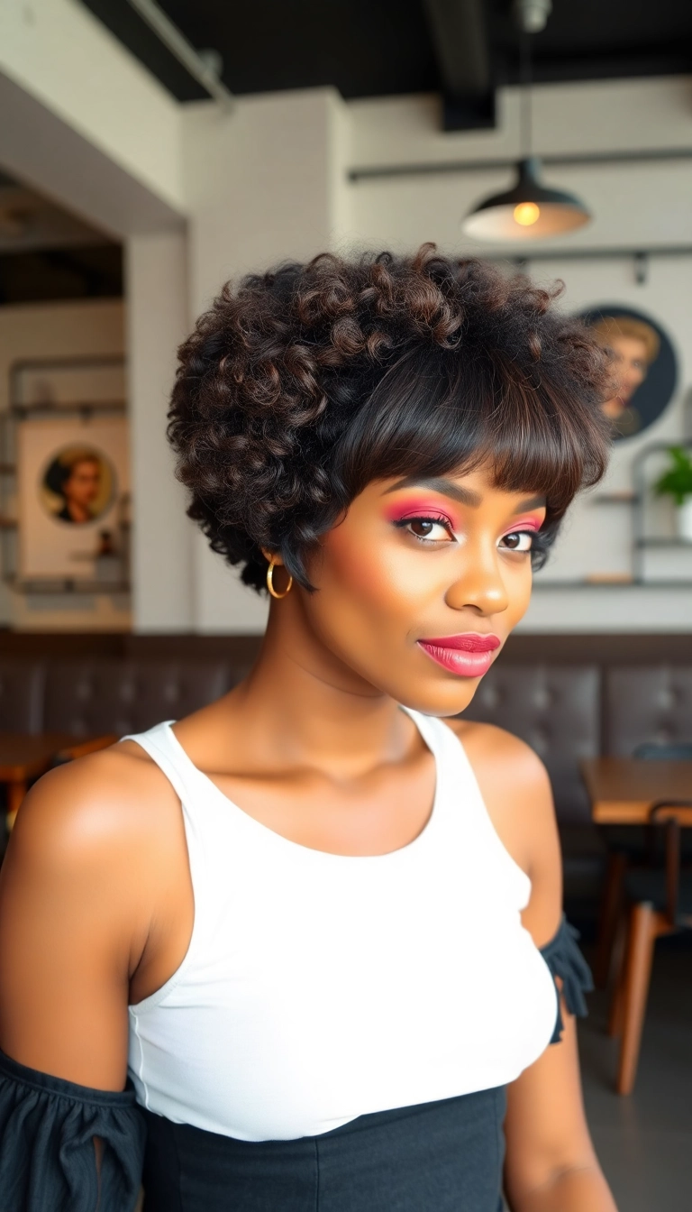 34 Short Afro Hairstyles for 4C Hair That Will Turn Heads! - Short Afro with Bangs