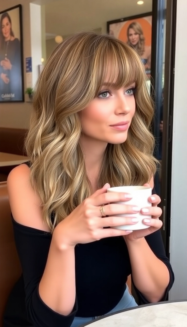 22 Fine Hair Haircuts Ideas That'll Transform Your Look (You Won't Believe #13!) - 9. Wavy Lob with Curtain Bangs