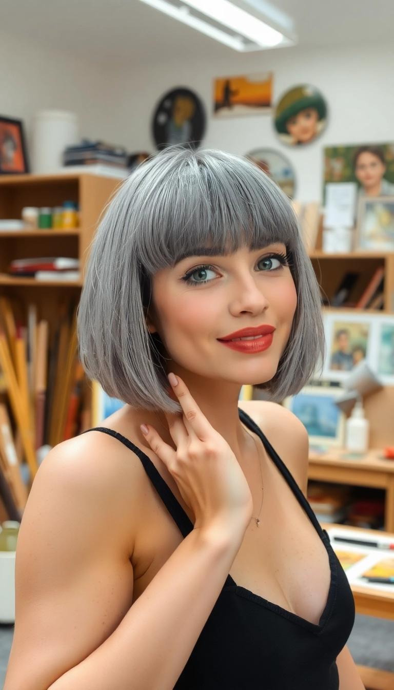 33 Grey Bob Hairstyles That'll Make You Ditch Your Old Look (You Won't Believe #12!) - 8. Bob with Bangs